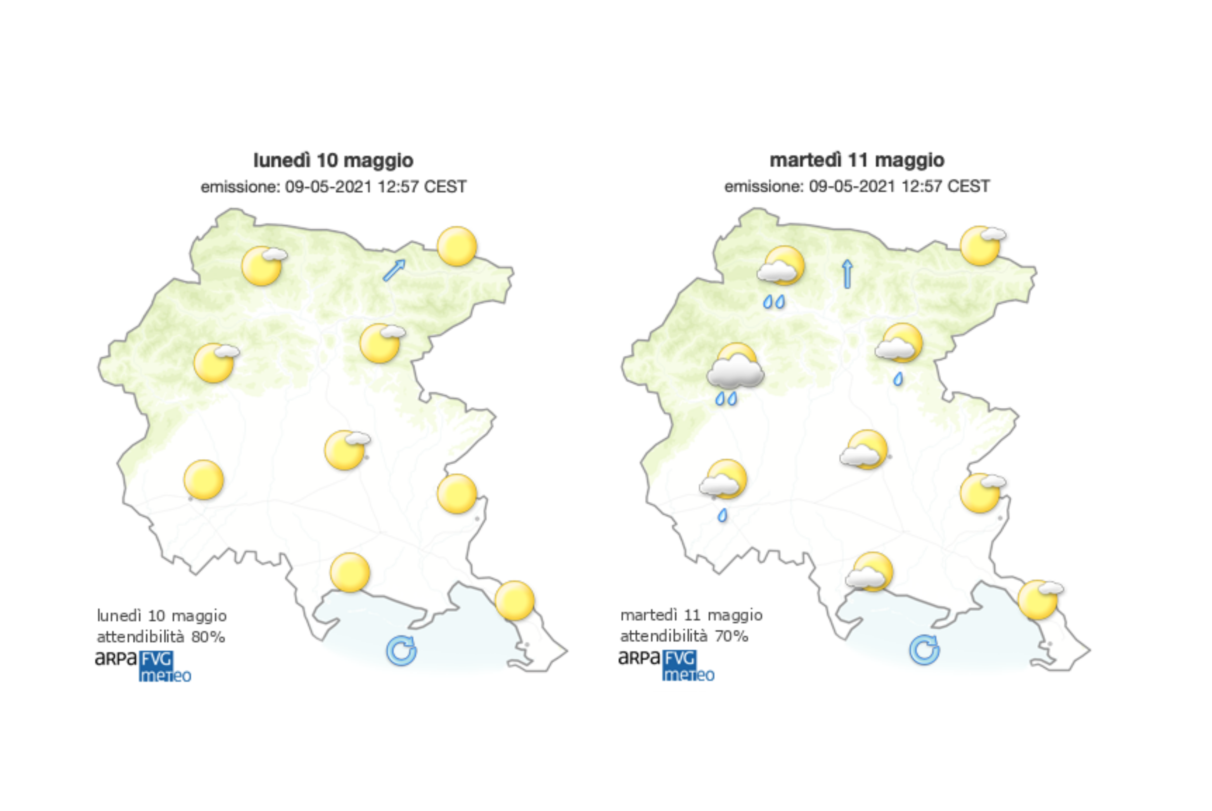 Splende il sole sull'inizio settimana del Goriziano, aspettando il ritorno della pioggia